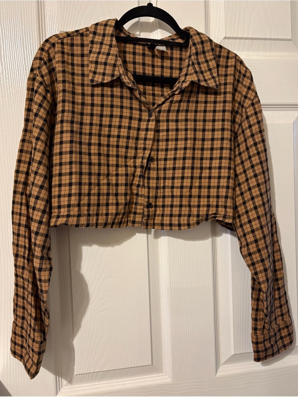 H&M Brown and Black Plaid Button-Up Shirt
